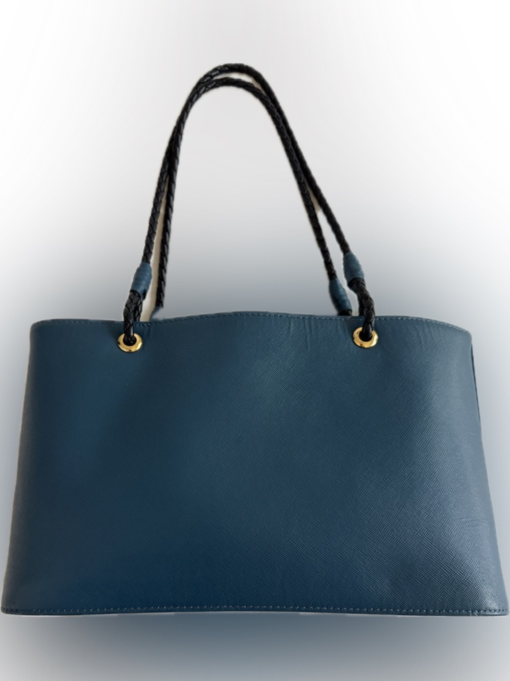 🇯🇵HAMANO Hikaku Kogei Luxury Saffiano Leather Structured Tote Deep Teal Blue 🇯🇵